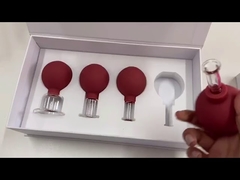 4 عدد فنجان مکنده شیشه ای لامپ لاستیکی / ست حجامت شیشه ای مکنده لاستیکی / مجموعه حجامت خلاء لاستیکی